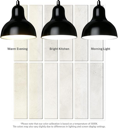 10-Sheet Peel and Stick Backsplash White Stick on Tile, Thick Self-Adhesive Wall Panels for Bathroom Vanity, Coffee Bar & Accent Walls (Light Beige)