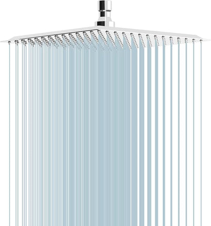 10 Inch Rain Shower Head High Pressure Rainfall Shower Head Chrome | Square Rain Bathroom Showerhead, High Flow, Large Stainless Steel, Ceiling Mounted, Wall Mounted, Waterfall Full Body