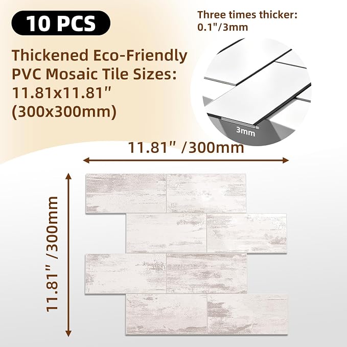 Peel and Stick Backsplash Tile for Kitchen & Bathroom Walls - Waterproof Smart Renter Friendly Sticker