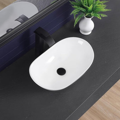 Vessel Sink 20.5"x12.6" Oval Bathroom Sink Modern White Porcelain Ceramic Above Counter Vanity Sink for Bathrooms Art Basin