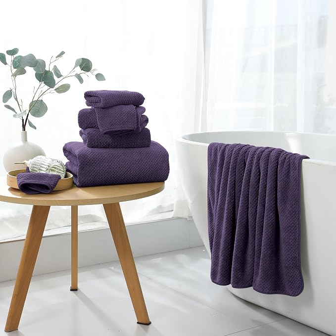 Extra Large Bath Towel Set of 4 (35"x70"),Oversized Bath Sheet Super Soft Highly Absorbent Jumbo Bathroom Towel Set Microfibers Quick Dry Shower Towel for Hotel,Bathroom,Guest,Spa,Gym (Pulm)