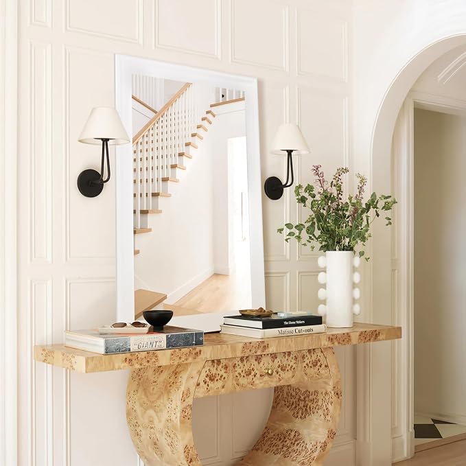 CULER White Bathroom Mirrors for Wall 26 x 40 Inch,Vanity Rustic Mirror | Hanging Tempered Glass Mirror for Bedroom Living Room or Entryway
