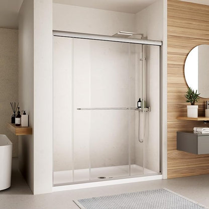 Royal Guard Double Sliding Shower Door,44-48" W x 70" H，Brush Nickel | Shower Doors with 6mm Clear SGCC Tempered Glass,Bypass Shower Enclosure,Nano Coating Easy Clean&Waterproof&Adjustable Width