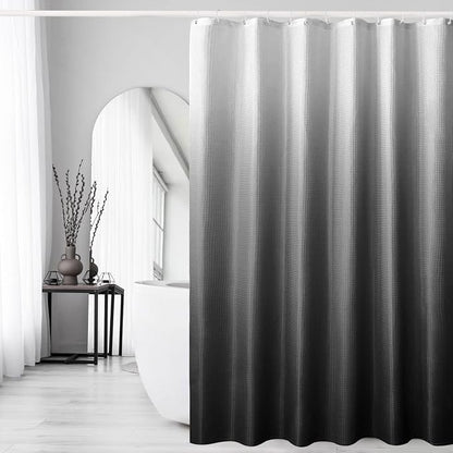 Black Ombre Fabric Shower Curtain for Bathroom Decor, 72 x 72 | Ombre Fabric Shower Curtain for Bathroom, Black and White Gradual Color Washable Cloth Bathroom Curtains Shower Set