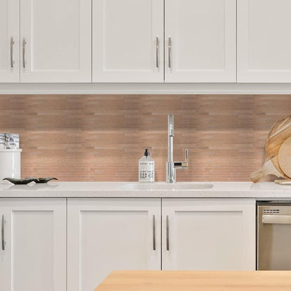 Copper Backsplash Peel and Stick Tiles, Self Adhesive Linear Stick on Backsplash Mini Subway Wall Tiles for Kitchen Fireplace (6 Sheets)