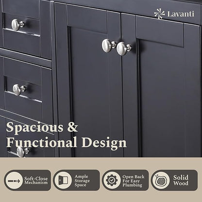 Lavanti Dumiat 60 Inch Bathroom Vanity with Sink – Stylish Espresso Vanity Bathroom with Storage Cabinet – Modern Bathroom Vanities with Double Vanity Sink & Carrara Marble Countertop