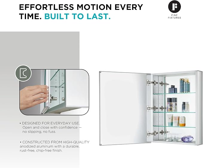 24" x 30" Bathroom Medicine Cabinet, Aluminum Bathroom Vanity, Recessed Medicine Cabinet/Surface Mount, Left and Right Hand Hinged, Mirrored Interior