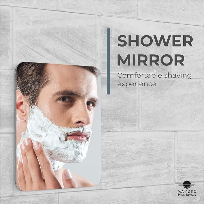 7x9" Shower Shaving Mirror, Acrylic, 3M Peek & Stick,Frameless, Less Fog(1)