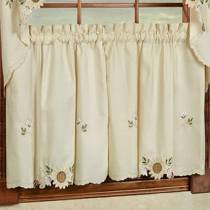 Sweet Home Collection Kitchen Window Tier, Swag, or Valance Curtain Treatment in Stylish and Unique Patterns and Designs for All Home Décor 36", Sunflower