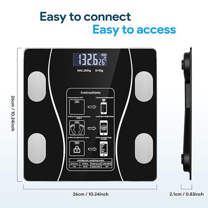 Smart Body Fat Scale with Led Display - Digital Bathroom Scale with Bluetooth, Accurate Body Composition Measurement, Muscle Mass, BMI, and Body Water Analysis