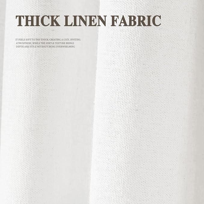 Farmhouse Shower Curtain Ruffle Linen White 72" W x 96" L | Farmhouse Boho, Bottom Ruffle, Cotton Fabric, Rustic, Country, Natural Look, Washable, Shower Curtain for Bathroom Bathtub