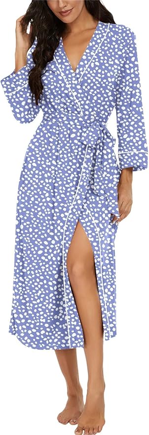 PrinStory Womens Robe Long Knit Bathrobe Lightweight Soft Robes Ladies Bath Robe