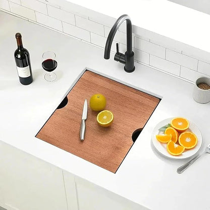 KINGO HOME Black Undermount Bar Sink, 15x15 Inch Stainless Steel Small Workstation RV Sinks 16 Gauge Ledge Kitchen Gunmetal Black Single Bowl Kitchen Wet Bar Prep Sink with Accessories