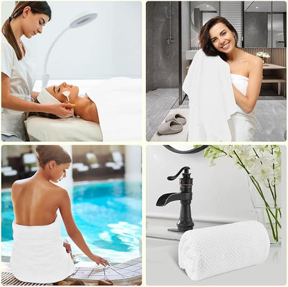 HOMEXCEL 6PK Bath Towel Set, 24x48 in, Absorbent&Quick Dry Towels for Hotel | Ultra Soft, Lightweight Towels for Bathroom, Spa and Beauty Parlor, White