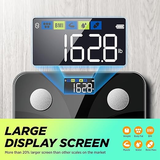 Scale for Body Weight and Fat Percentage, RunSTAR Digital Accurate Bathroom Smart Scale with Large Display, FSA&HSA Eligible 13 Body Composition Analyzer Sync App