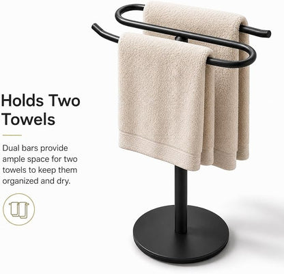 Matte Black Hand Towel Holder Stand,13 Inch Tall Free-Standing Towel Rack, SUS304 Stainless Steel Towel Bar Rack Stand, Tower Bar for Bathroom Kitchen Vanity Countertop…