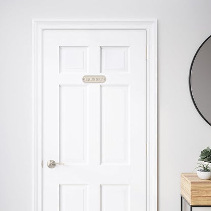 Franklin Brass Derby Laundry Door Sign Metal Interior Door Plaque in Satin Nickel HHIDPL-SN-U