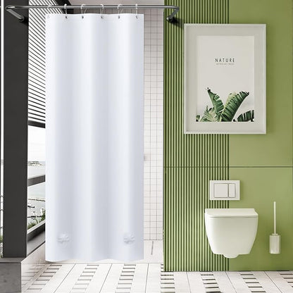 AmazerBath Stall Shower Curtain 36x72, White Shower Curtain Plastic, Small Shower Curtain Liner Heavy Duty Thick PEVA, Walk in Shower Liner with 2 Weighted Stones and 6 Grommet Holes