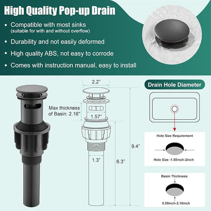 Heyalan Tall Vessel Sink Faucet, Single Handle 1-Hole,Oil Rubbed Bronze | SUS304 stainless steel, 360° swivel spout, includes pop-up drain & hoses, deck mount 1-hole, tall design for vessel sink