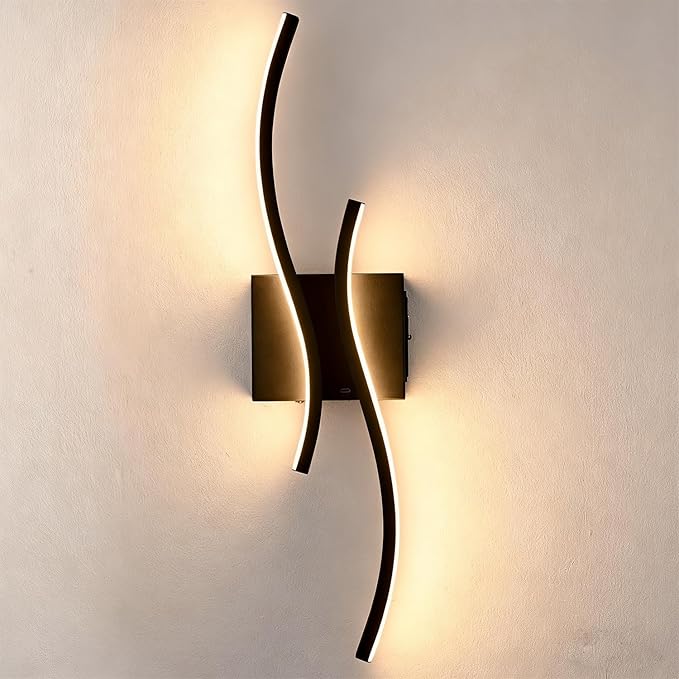 Battery Operated USB Rechargeable Wall Sconce, Black Dimmable LED | Wireless Wall Light with Remote Control, 10000mAh, 3000K-6000K, Minimalist, For Bedroom Hallway Background Staircase, 1 Pack