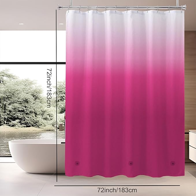 Red Shower Curtain Liner, 4G PEVA Shower Liner, Plastic Peva Waterproof Shower Curtains, 72x72 inch with Grommet Holes 3 Magnetic Weights