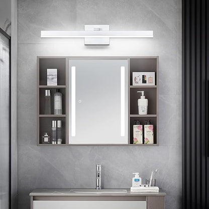 PRESDE Modern 24inch Bathroom Vanity Light LED Bathroom Light Fixture Over Mirror Dimmable Silver Bath Wall Lighting
