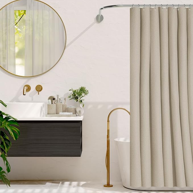 Clara Clark Beige Bathroom Set - Bathroom Sets with Shower Curtain and Rugs, 21PC Bathroom Accessory Set, Shower Curtain Set with Soap Dispenser & Toothbrush Holder