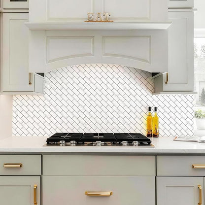 Joysticky 10-Sheet Peel and Stick Backsplash, 12" * 12" Crystal Texture Stick on Tiles Backsplash for Kitchen & Bathroom，Thicker Design Peel and Stick Wall Tiles（Warm White）