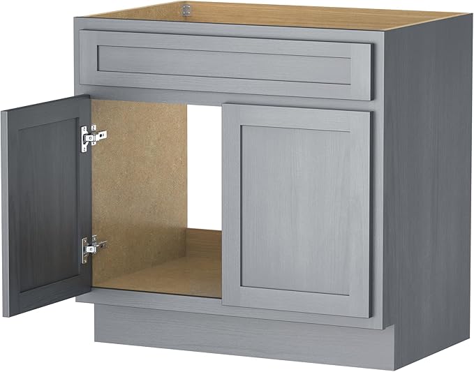 Vanity Art 39 Inch Double Shutter Door Bathroom Vanity Base Cabinet with Soft Closing Shaker Drawer, Strudy Floor Mount Storage Cabinet Organizer for Bedroom, Living Room, Kitchen, VA4039-S
