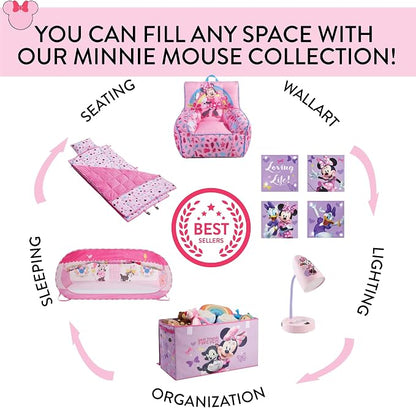 Disney Minnie Mouse Rope Storage Basket,Cute Figural Organizer Bin for Kids Room, Nursery or Toys, 10" H x 10" W