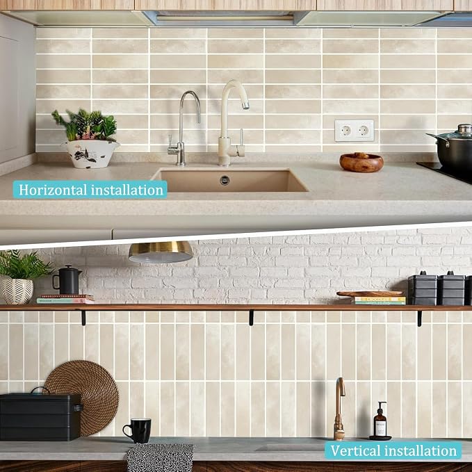 JOLOV 10 Pack Peel and Stick Backsplash Tiles, Waterproof 3D Stickers | Thicker self-adhesive 3D tile stickers for kitchen and bathroom walls; removable, waterproof and easy to install.