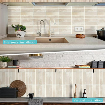 JOLOV 10 Pack Peel and Stick Backsplash Tiles, Waterproof 3D Stickers | Thicker self-adhesive 3D tile stickers for kitchen and bathroom walls; removable, waterproof and easy to install.