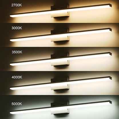 mirrea 48in 5CCT Black LED Vanity Lights for Bathroom Over Mirror | 5 color temperatures,Adjustable light angle,ETL listed,Dimmable,Bathroom lighting fixtures,Eye-friendly,Frosted acrylic shade