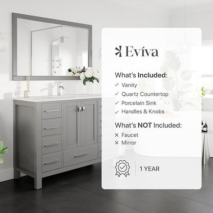 Eviva London 48 Gray Bathroom Vanity with Carrara Quartz Top