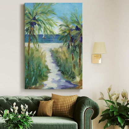 Renditions Gallery Coastal Canvas Wall Art Paintings & Prints Tropical Ocean Palm Trees Romantic Modern Decorations Nature Wall Hanging for Bedroom Living Room Office Kitchen - 8"x12" LT02