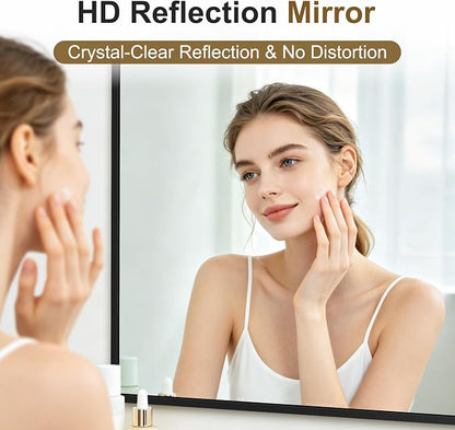Bathroom Vanity Mirror for Over Sink, 60x30 Inch Matte Black Mirror | Shatterproof Tempered Glass, Anti-Rust Metal Frame, Rectangle Wall Mirrors for Bedroom, Living Room & Entryway
