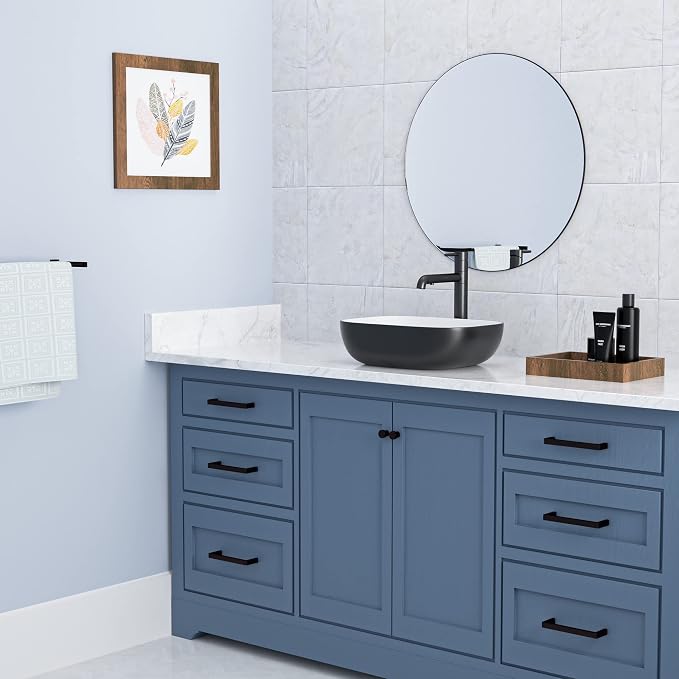 Rectangle Bathroom Vessel Sink 17"x13" Above Counter Vessel Sink | Rectangular Bathroom Above Counter Vessel Sink Black and White Ceramic Porcelain Vanity Sink Art Basin