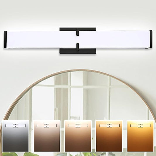 16 inch Bathroom Vanity Light 2700/3000/3500/4000/5000k Dimmable, Black Modern Matte for Vanity Lighting Over Mirror LED, Equivalent to Incandescent 200W, ETL Certificated (1 Pack)