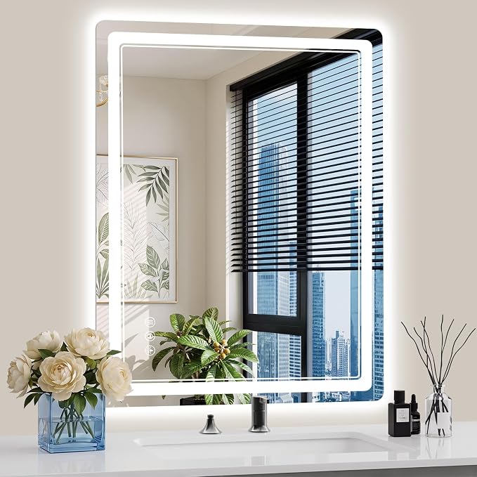 30"x36" LED Bathroom Mirror with Lights, Backlit + Front Lit, Anti-Fog, Lighted Bathroom Mirror for Wall, HD Shatterproof Tempered Glass, Dimmable, Memory Function (Horizontal/Vertical)