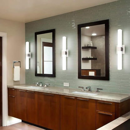 LED Bathroom Vanity Light - 24 inch Brushed Nickel Vanity Lights - Modern Bathroom Light Fixtures Over Mirror 6000K Cool White
