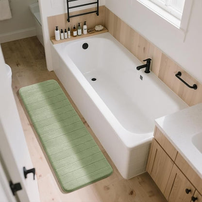 Yimobra Bathroom Runner 60"x24", Non Slip Memory Foam Bath Mat, Super Soft Water Absorbent Hallway Carpet, Machine Washable Rug for Vanity Tub Shower, Sage Green
