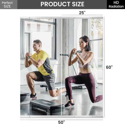Home Gym Mirror for Wall, 60x25x2PCS Frameless Full Length Mirror, Silver | HD Shatterproof Glass, Easy Wall Mount, Large Body Mirrors for Home Gym, Workout, Bedroom, Garage