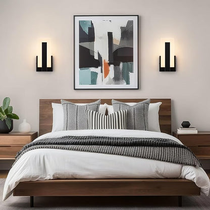 Modern LED Wall Sconces, 3000K Warm White Indoor Black Wall Light, 8W Acrylic Hardwired Wall Mounted Lights for Hallways, Bedrooms, Hallways,Corridor,Home Room Decor
