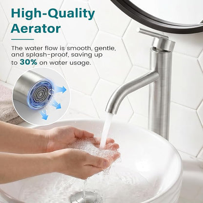 Tall Vessel Sink Faucet Nickel Modern Single Handle Bathroom Faucet One Hole Rv Vanity Lavatory Bathroom Sink Faucet