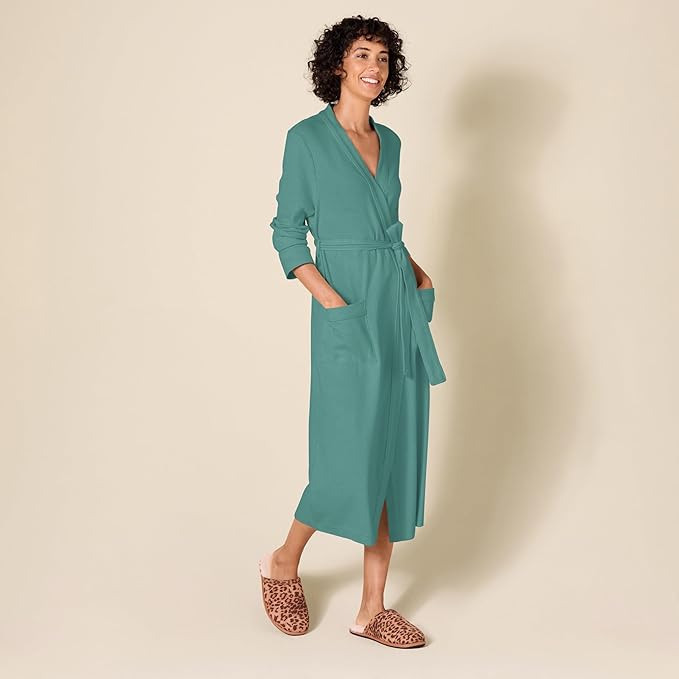 Amazon Essentials Women's Lightweight Waffle Full-Length Bath Robe (Available in Plus Size)