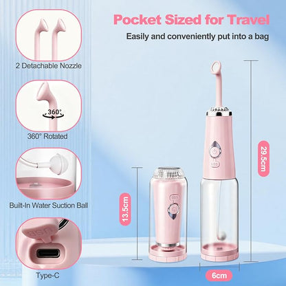 Portable Bidet for Travel - IPX7 Waterproof & 4 Spray Modes | 2 Quick‑Detachable Nozzles, Electric Handheld Bidet for Women, Compact Design for Home Travel Postpartum Personal Hygiene