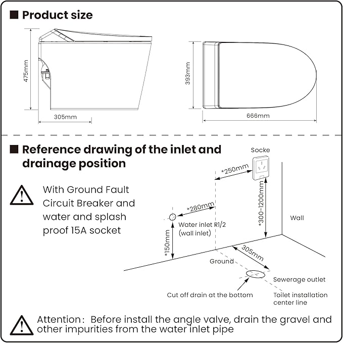 Smart Toilet with Heated Seat & Auto-Flush System - Foot Sensor Control, Adjustable Wash Modes, Built-In Water Tank (No Water Pressure Limits) for All Homes