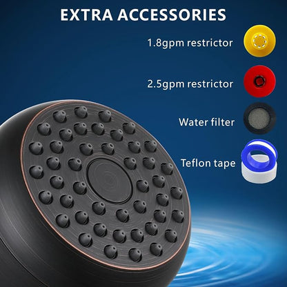 High Pressure Shower Head - Powerful Bathroom Pressure Boosting Showerhead - Perfect Universal Replacement for Rain Shower Heads(Oil Rubbed Bronze)