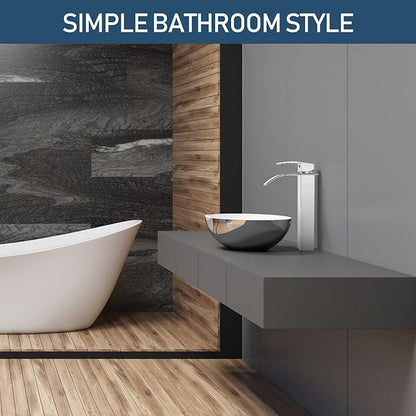 Chrome Vessel Sink Faucet Bathroom Faucets Tall Waterfall Bathroom Bowl Sink Faucet Rv Lavatory Faucet with Supply Hose