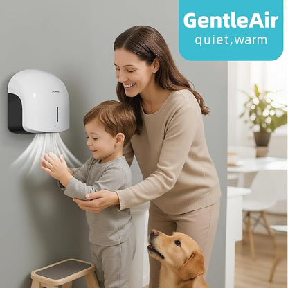 AIKE GentleAir Warm Hand Dryer,Low Noise for Home Bathroom,Cloud White | GentleAir Warm Dry,Plug-in Easy Install and Low Noise Experience for Home Bathroom,Smart and Sophisticated ABS Look,AK2637